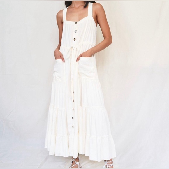NWT Free people “Catch The Breeze” midi/maxi Dress in ivory, size med (runs big) - Picture 5 of 15